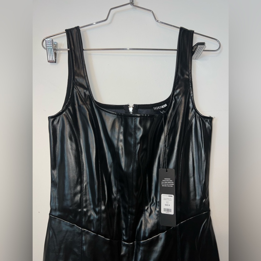 Faux leather party jumpsuit